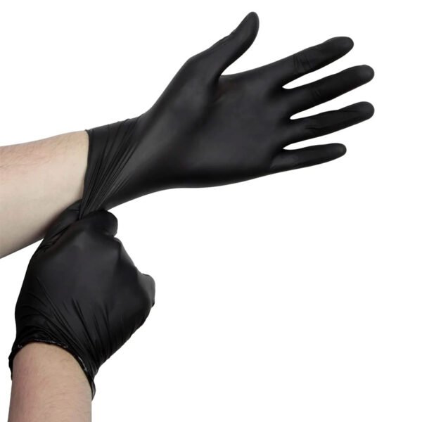 black vinyl gloves powder free