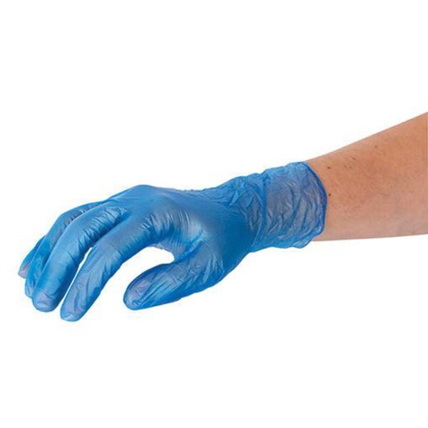 blue vinyl gloves large