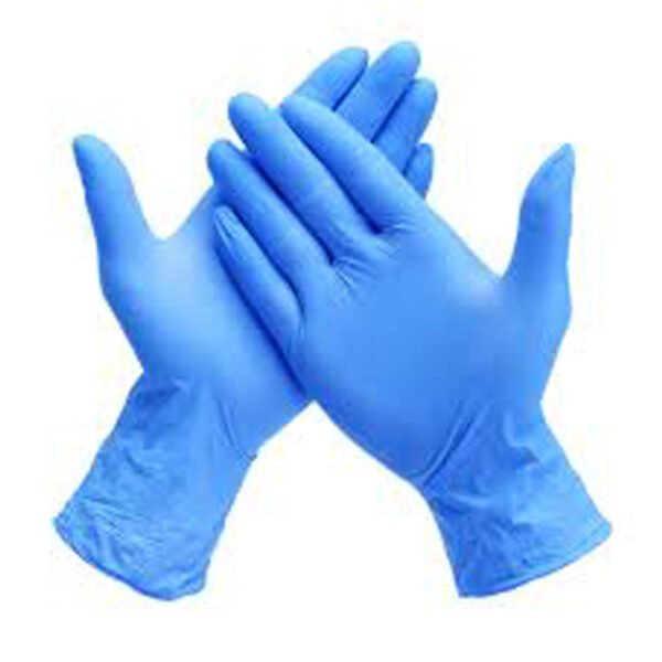 blue disposable gloves