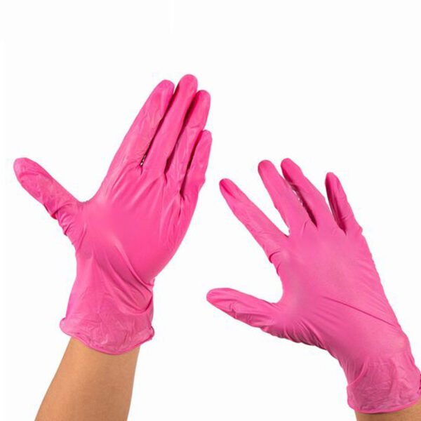 pink medical gloves